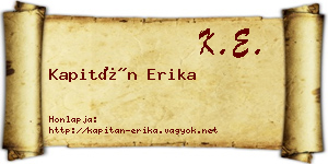 Kapitán Erika névjegykártya